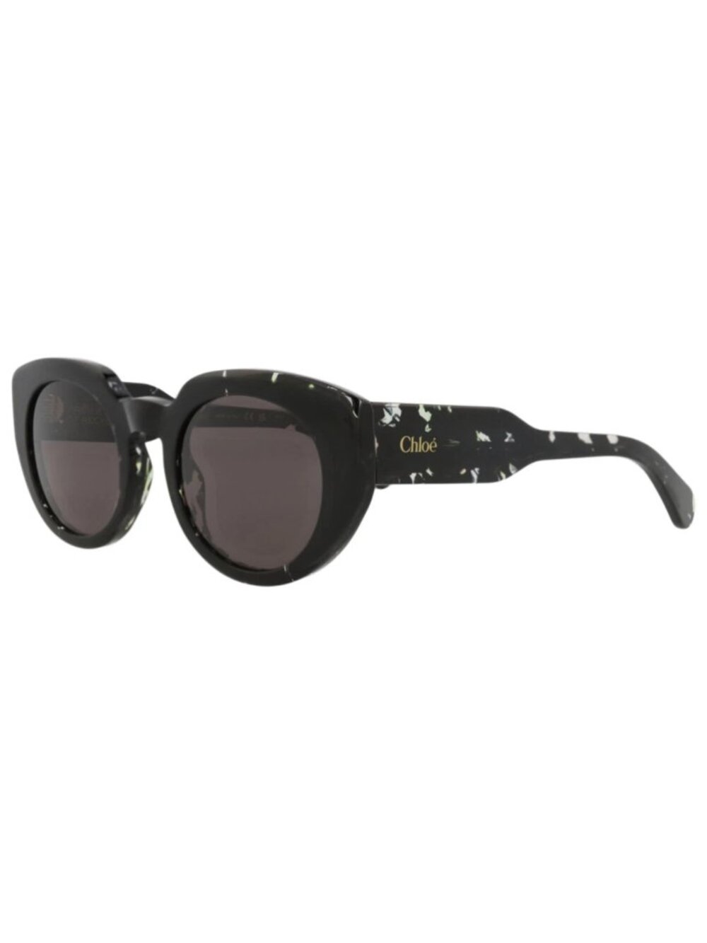New Chloé Women's Sunglasses Round Oval Recycled Acetate Frame Black Black Grey
